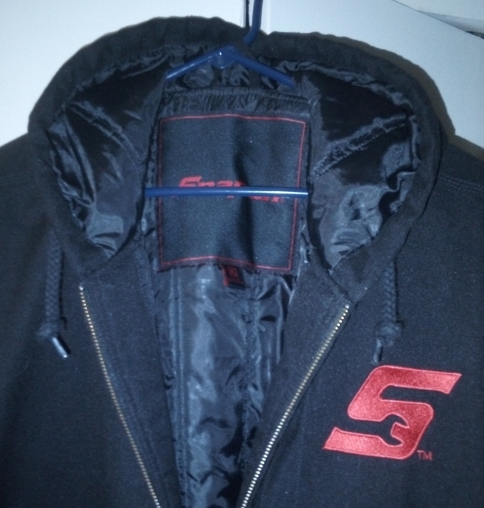 Black Hooded Jacket with Red Logo